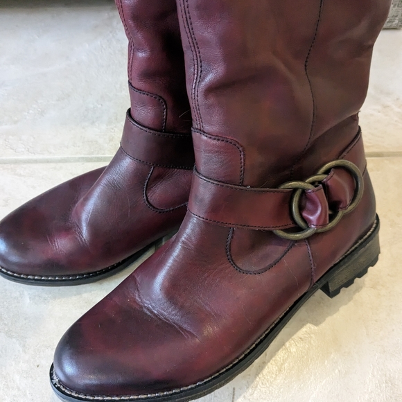Burgundy/wine red leather knee high boots by remonte Remonte size 38 - Picture 2 of 5